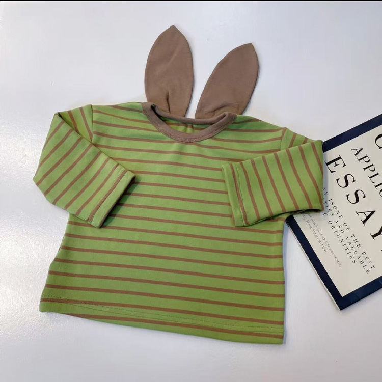 Spring and Autumn Children's Fashionable Long Sleeve Tops Featuring Rabbit Ears - Boys and Girls