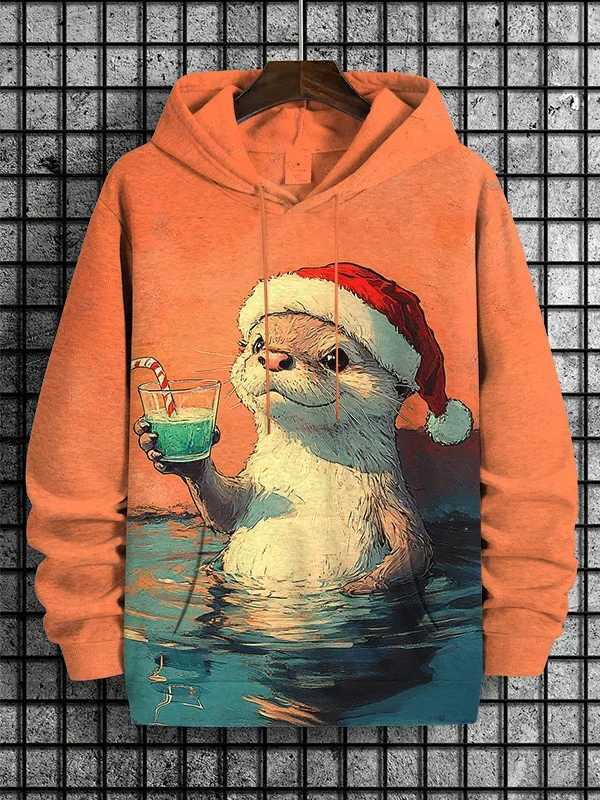 Christmas themed hoodie cute otter series 3D printed hoodie sweatshirt mens/womens adult hoodie boy coat Christmas childrens hoodie zipper W241213