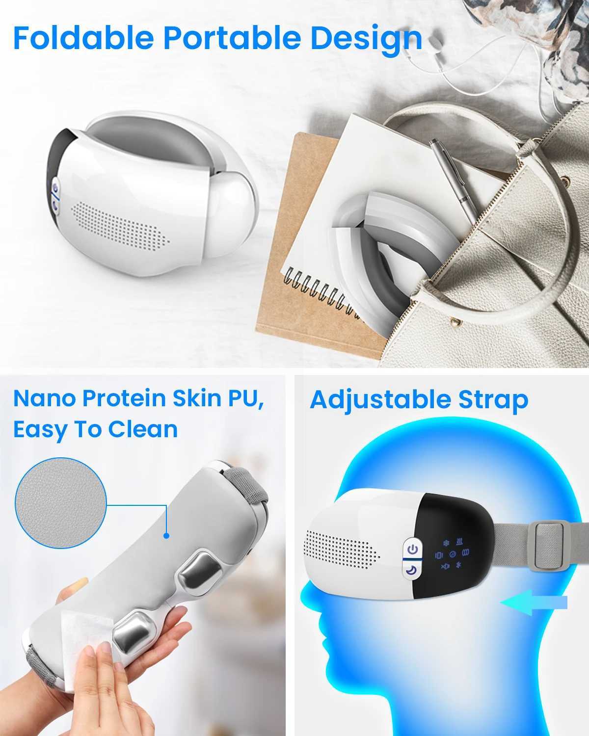 Airsidun eye massager with heated and cooled eye mask used for dark circle inflation 3D Airbag kneading vibration eye massager W241213