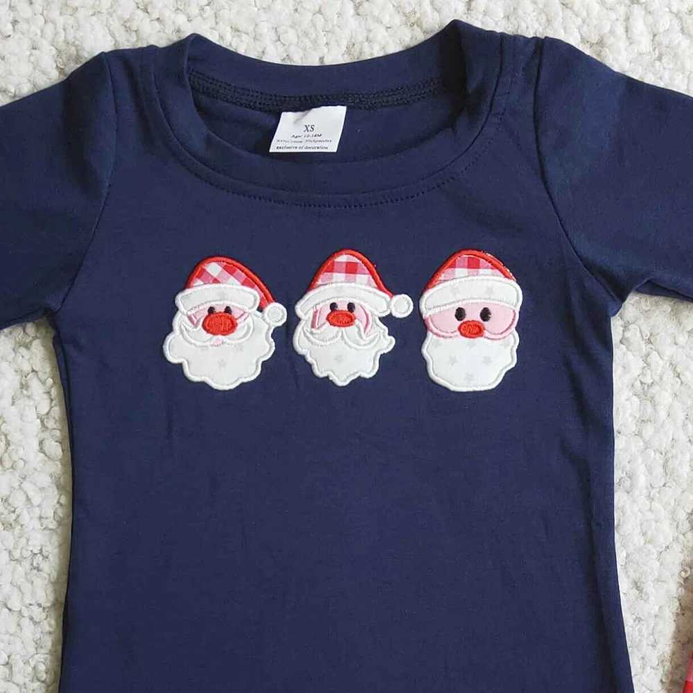 Wholesale baby girl clothing sets Christmas fashion childrens designer clothing Santa Claus embroidery boutique childrens girl clothing W241213