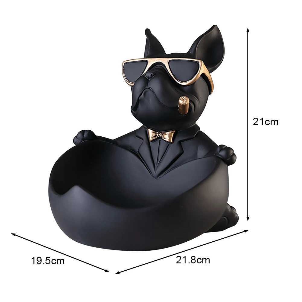 French Bulldog Sculpture Dog Statue with Tray Keyholder Storage Gift Decorative Decoration Decoration Y241212