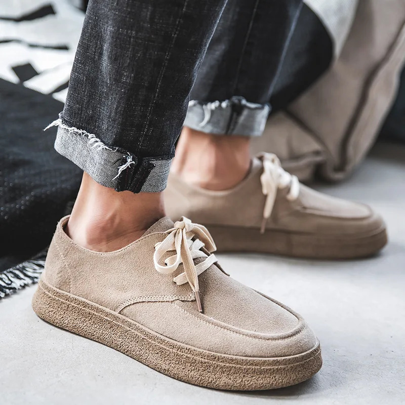 Cowhide Mens Shoes Fashionable Shoes Versatile Shoes Low Top Boots Retro Casual Leather Shoes Mens British Work Shoes 241213
