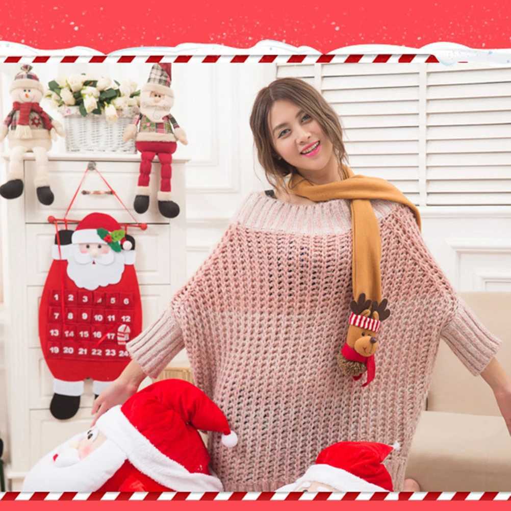 Scarves Wraps 1Pc Christmas Scarf with Cartoon Santa Claus Scarf Snowman Scarf Elk Scarf Winter Christmas Scarves Christmas Gift 2024 New H241213
