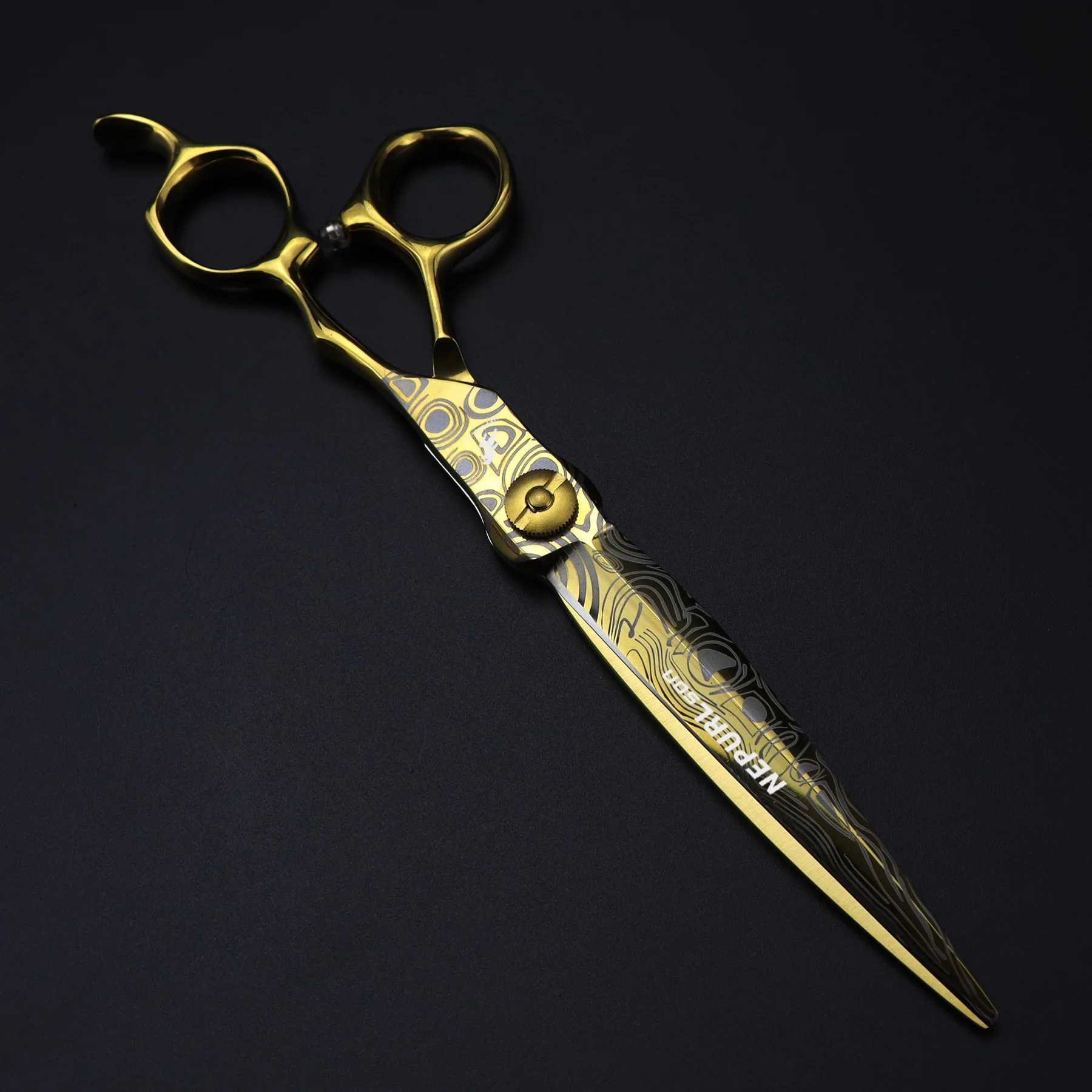 New Arrival Professional Gold JP440c Top Steel 7 Damask Pattern Hair Scissors Haircut Thinning Barber Cutting Shears Hairdresser Scissors Z241213