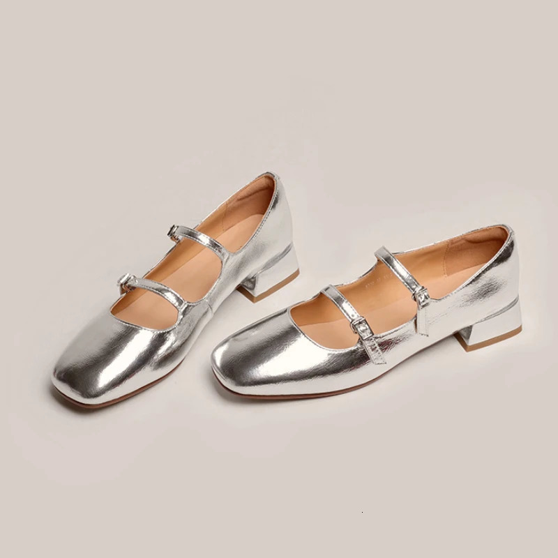 Womens Shoes Retro Thick High Heels Ballet Shoes Medium High Heels Mary Simple Shoes Zapatos De Mujer 241213