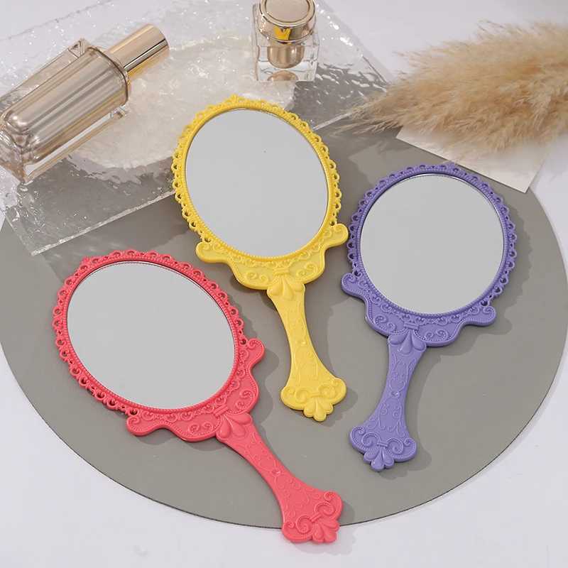 Vintage Carved Handheld Vanity Mirror Makeup Mirror SPA Salon Makeup Vanity Hand Mirror Handle Cosmetic Compact Mirror For WomenXJ241213