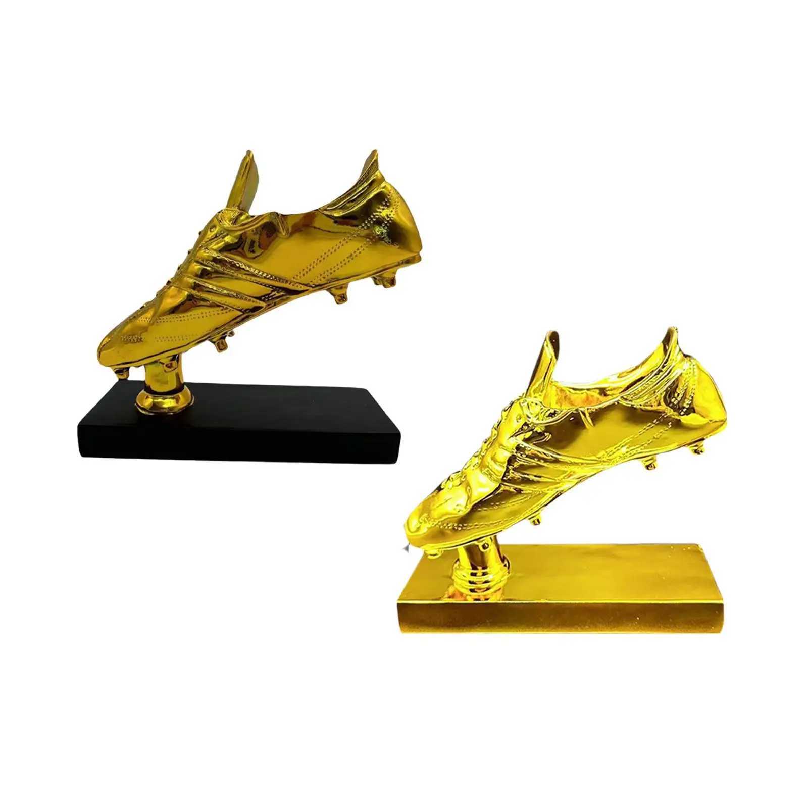 Golden Boot Soccer Trophy Sculpture Collectible Shoe Crafts Figurine Resin Trophy for Living Ro He Decor Cabinet Entrance Y241212