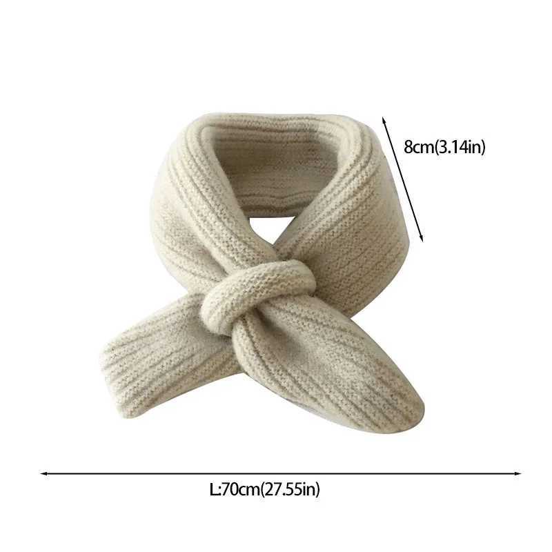 Scarves Wraps Simple Fashion Baby Scarf Candy Color Woolen Knitted Scarves For Girls Boys Winter Warm Kids Cross Neckerchief H241213