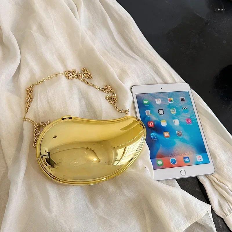 2025 NEW Totes Acrylic Shell Shape Clutch Bag Women Evening Party Cute Metal Shiny Purse Gold Sier Handbag Quality zhanyishengli