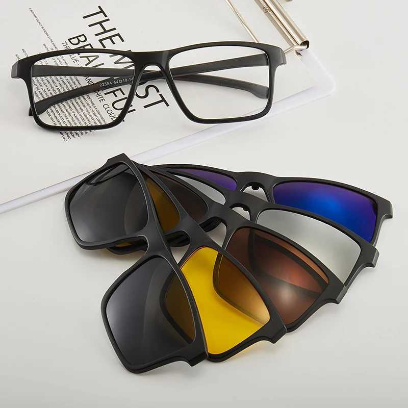 6 In 1 Men Women Polarized Optical Magnetic Sunglasses Clip Magnet Clip on Sunglasses Polaroid Clip on Sun Glasses Frame And BagX241213