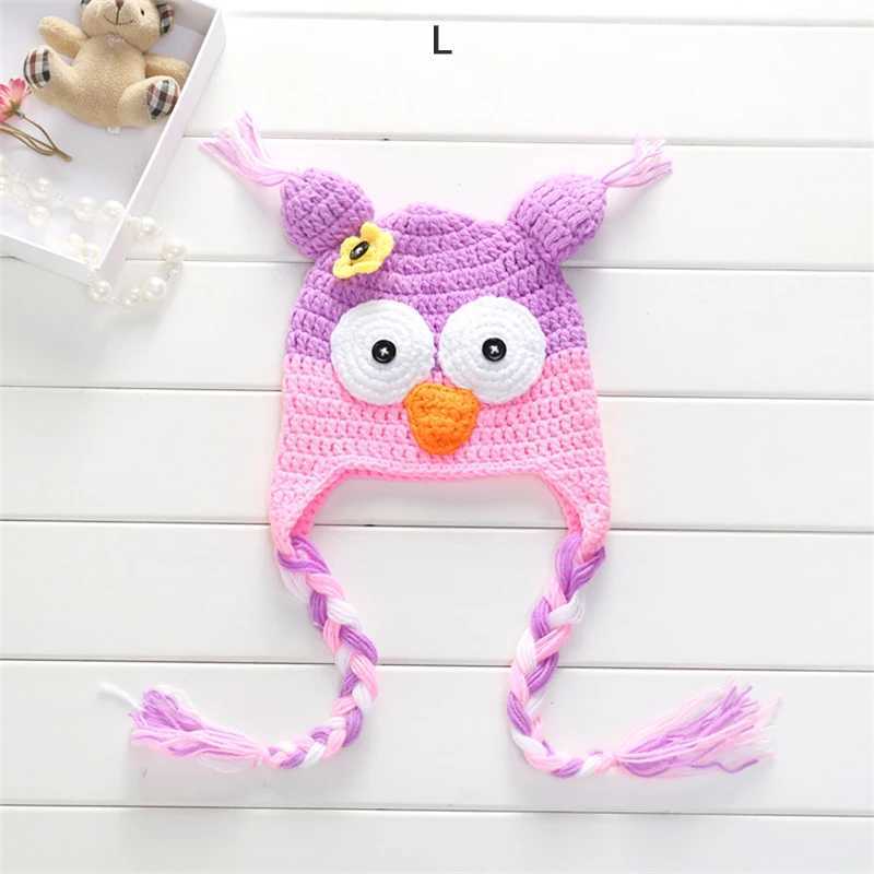 Crochet Baby Owl Hat Multiple Shape Colors Newborn Owl Cap Photo Props Infant Toddler Knitted Beanie With BraidXJ241213