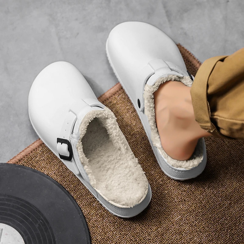 Waterproof Slipper Men's Slippers Couple Women Home Shoes Add Veet Non-Slip Wear-resistant Indoor Unisex Soft and Comfortable