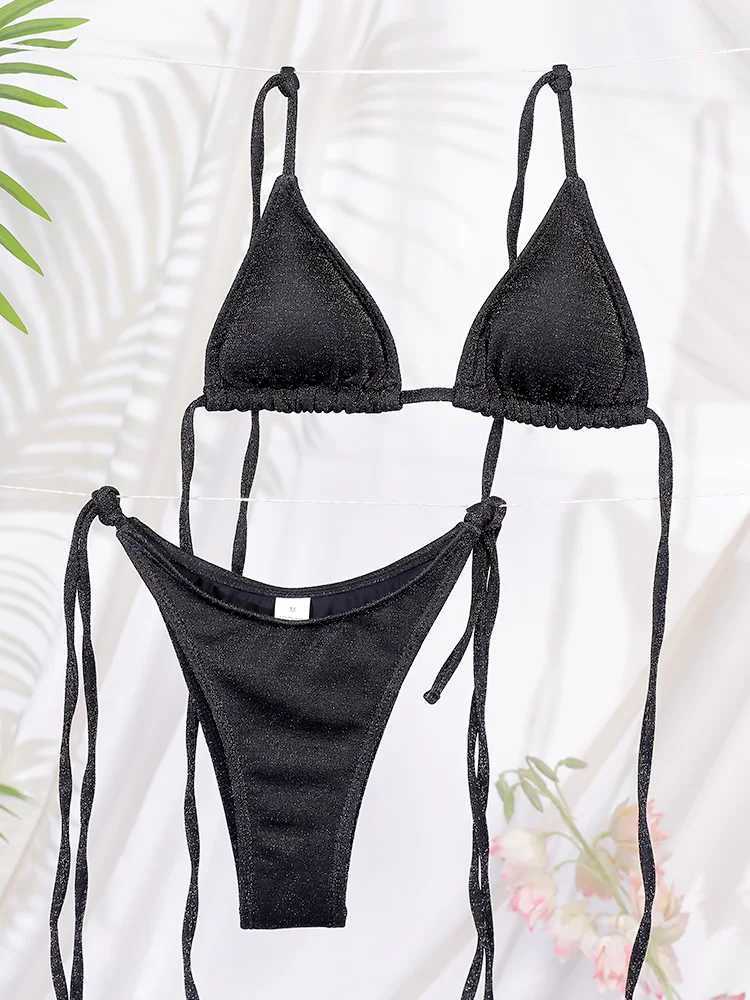 Miyouj Shiny Bikini Set Triang Bikinis Bandage Swimsuit Women Two Piece Swimwear Summer Biquini New BeachwearXJ241212