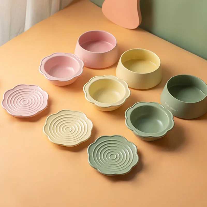 Cat Feeders Cat Ceramic Bowl 3 in 1Multifunctional Pet Food Water Snack Plates Bowls Small Dogs Meal Plate and Water Bowl Combination Set z241213