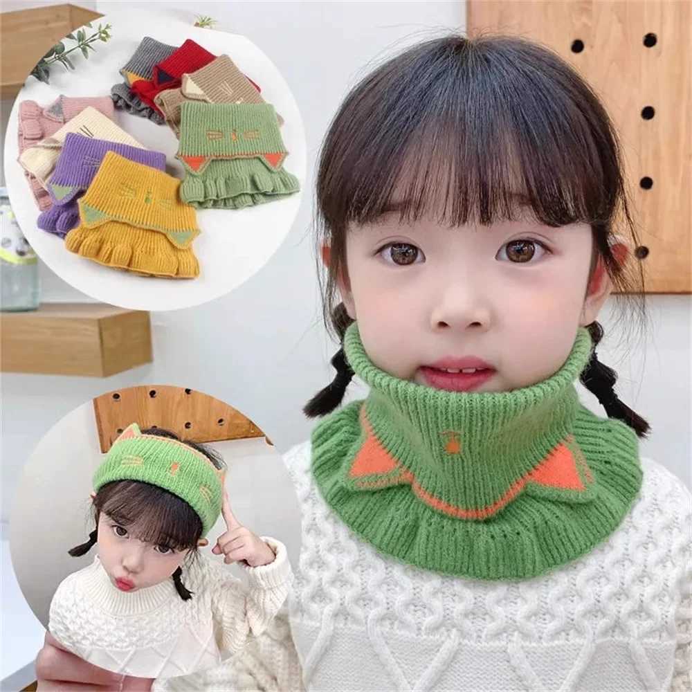 Scarves Wraps Winter Warm Plush Baby Scarf Cute Caroon Bears Boy Girl Newborn Toddler Faux Fur Children Cross Neckerchief H241213