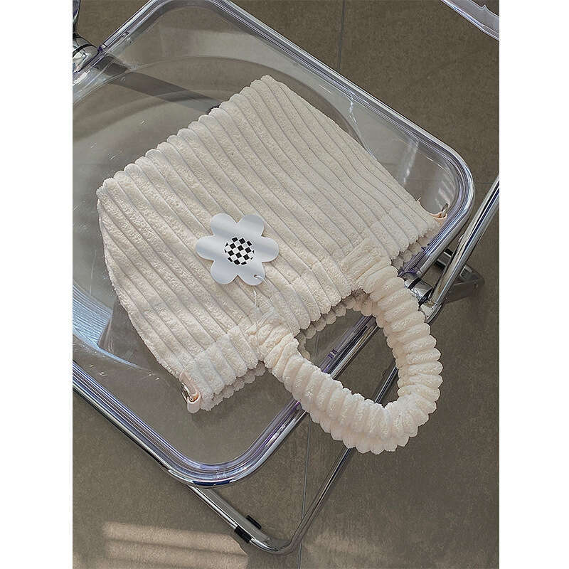Vegetable Basket Women's Korean Edition Winter Corduroy Cute Handbag Mini Plush Diagonal Straddle Bag Trendy