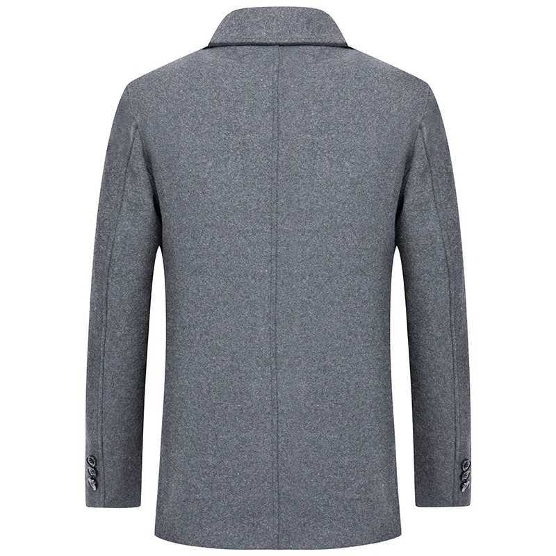 New Mens Fleece Warm Winter Coats Men Wool Blends Cashmere Trench Coats High Quality Solid Male Business Casual Wool OutewearXJ241212