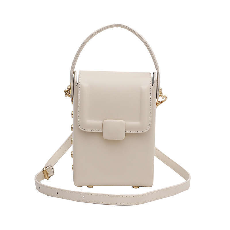 Niche Rivet Contrasting Bag For Women's Spring, New Korean Version, Hand-Held Small Square Vertical Style, Western-Style Single Shoulder Crossbod