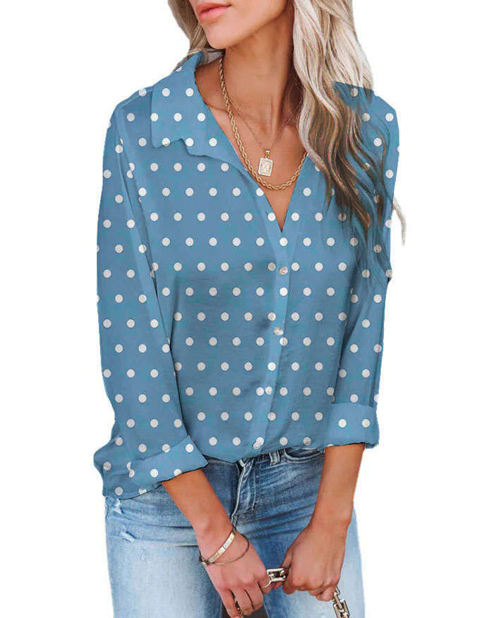 New European And American Fashion Loose Digital Print Lapel Shirt Long Sleeved Top Women's Trendy Clothing Fashionable Casual Temperament