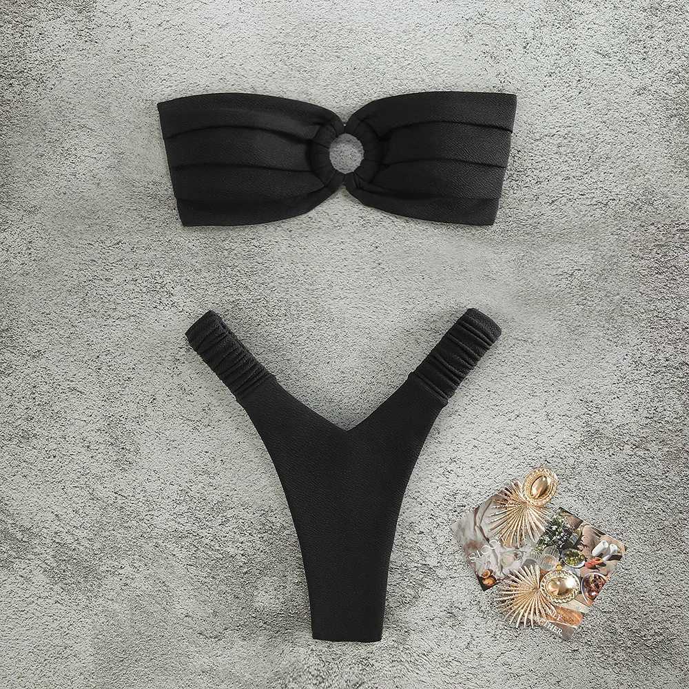 Micro Bikini Push Up Women Swimsuits 2024 Sexy Fa Swimwear Brazilian Bikini Set Thong Biquini Swim Suits Solid BeachwearXJ241212