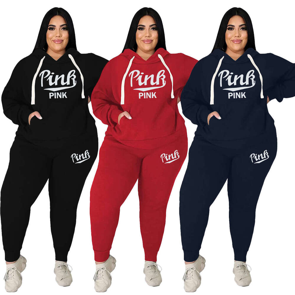 Ladies Suits Xl-5Xl Wholesale Dropshipping Winter Plus Size Women Clothing Two Piece Set Long Sleeve Hoodie Pant Sport Suits Female Outfit