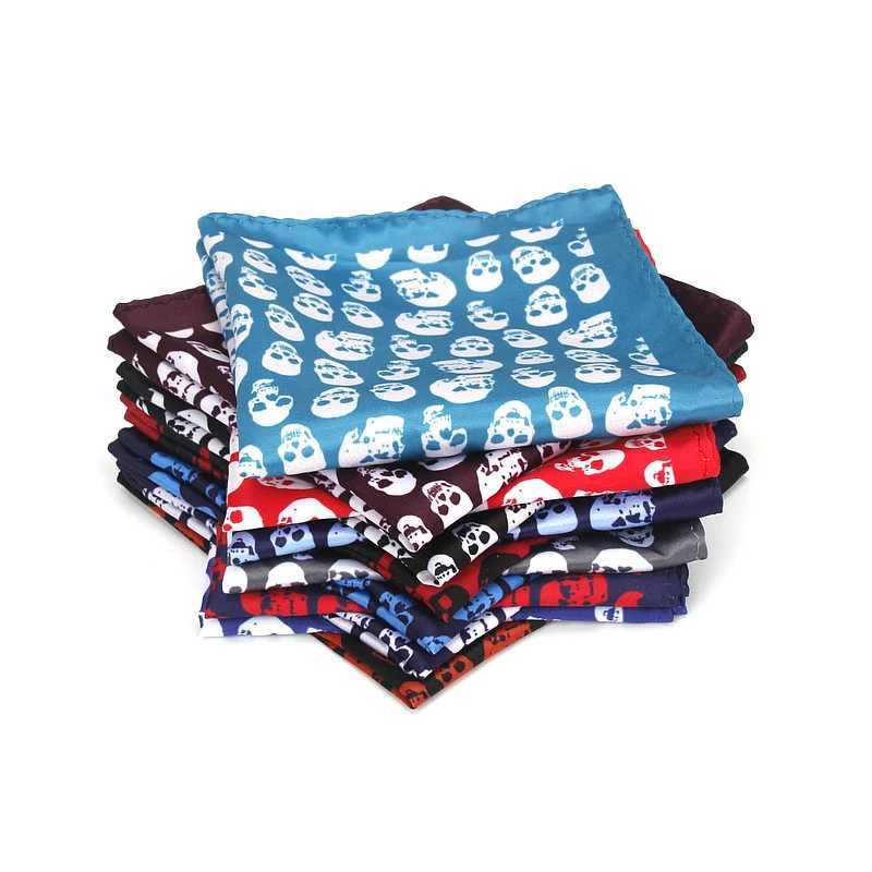 New mens handle retro skull print pocket square soft silk Hanks wedding party business Hanks chest towel gift W241213