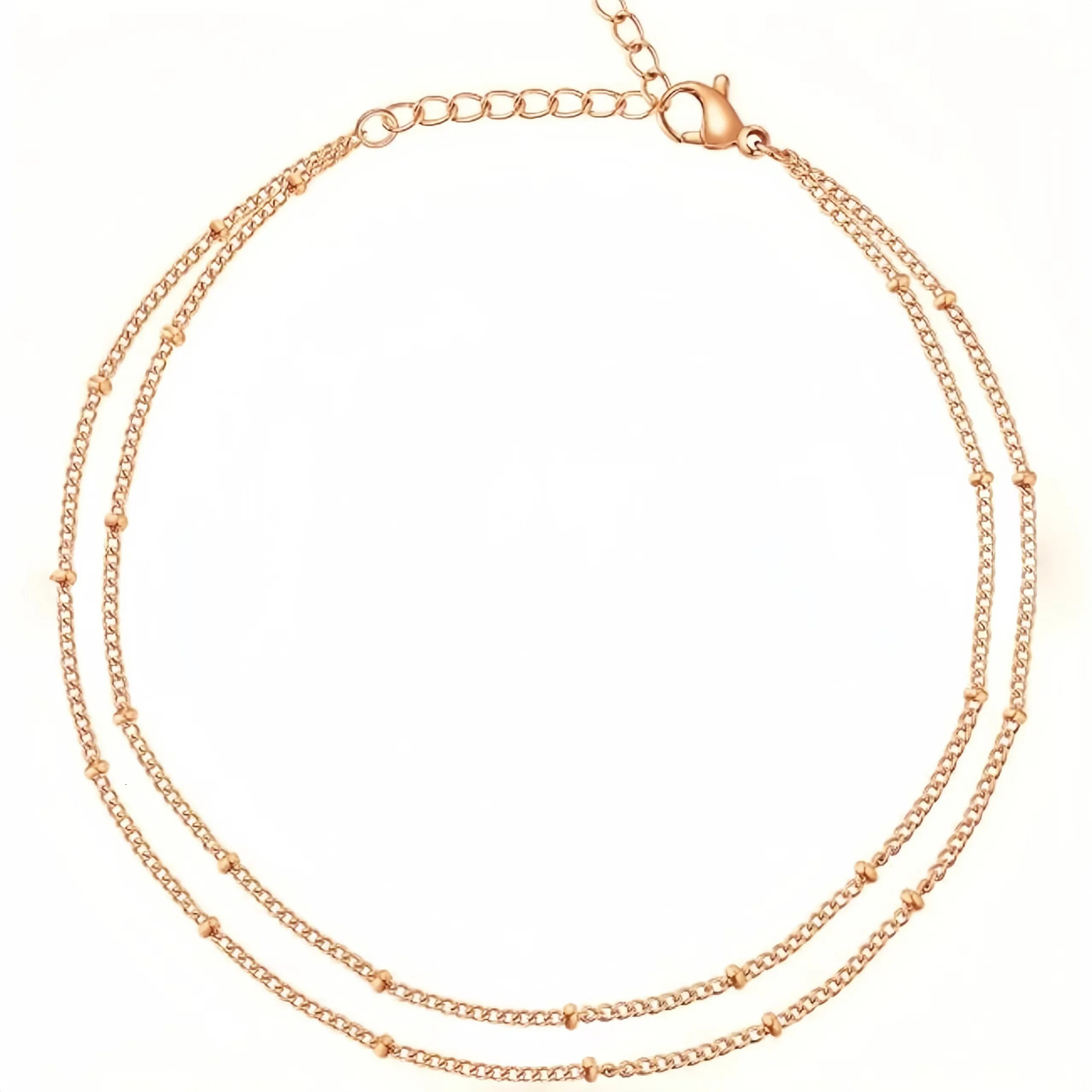 Womens stainless steel bead anklet 2024 fashion casual trend niche n sexy small doublelayer jewelry gift 241210
