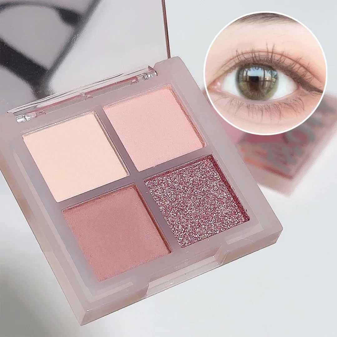 Cute Mini 4-color Eyeshadow Palette Glitter Matte Pink Brown Shimmer Waterproof Lasting Eyeshadow Highlighter Makeup Cosmetics W241213