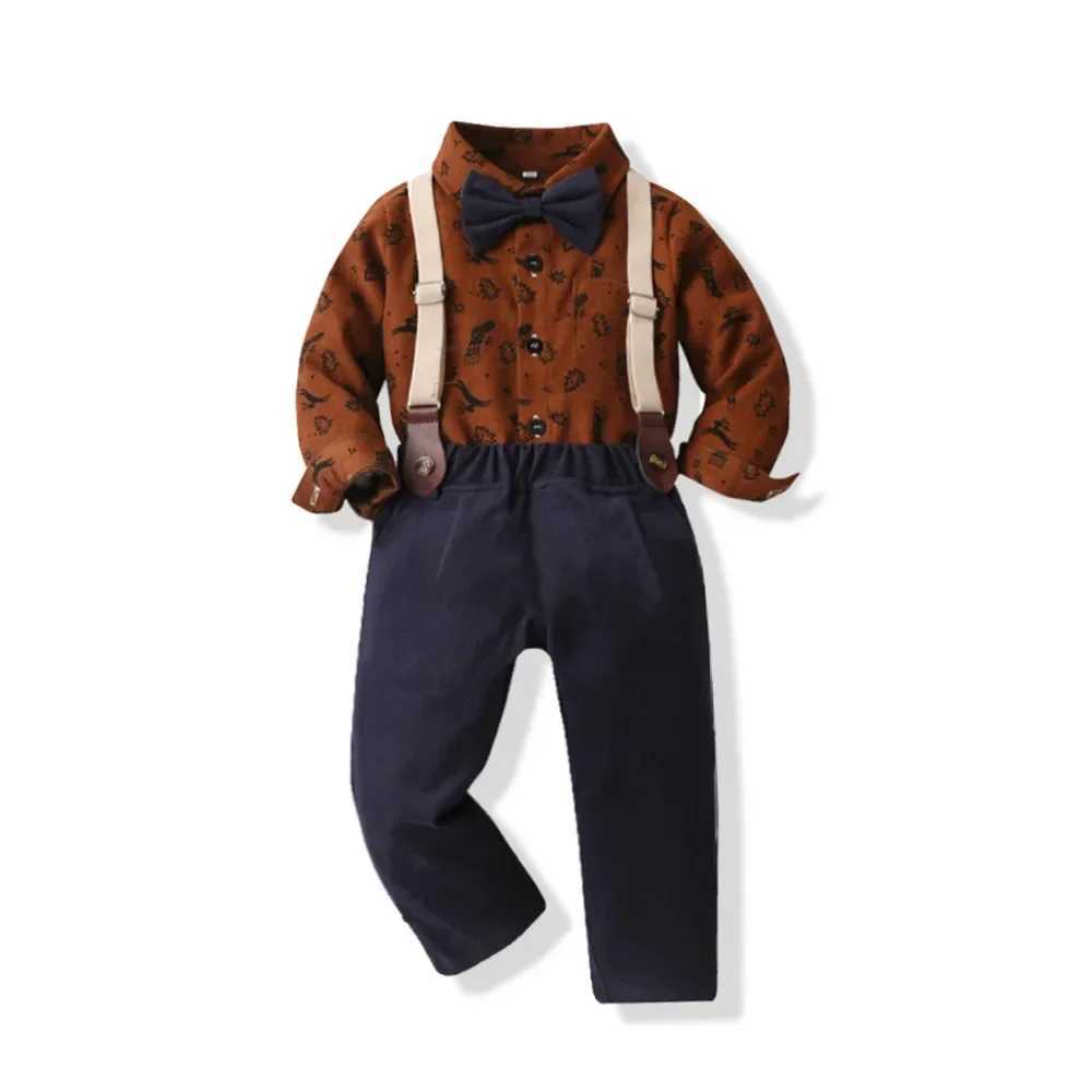 Childrens Mens Childrens Clothing Set Long Sleeve Shirt+Pants Set Youth Formal Set Christmas Set 1 2 3 4 5Y Set W241213