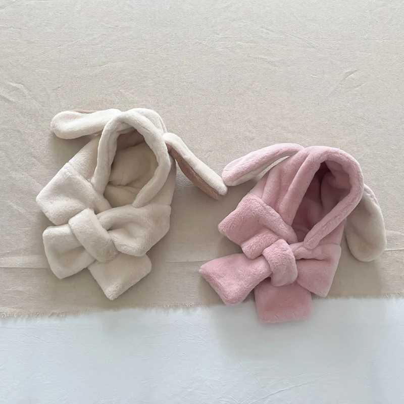 Faux Fur Baby Winter Hat Scarf One-Piece Bunny Bear Baby Bonnet Infant Beanie Warm Kids Cap for Girls Boys Toddler AccessoriesXJ241213