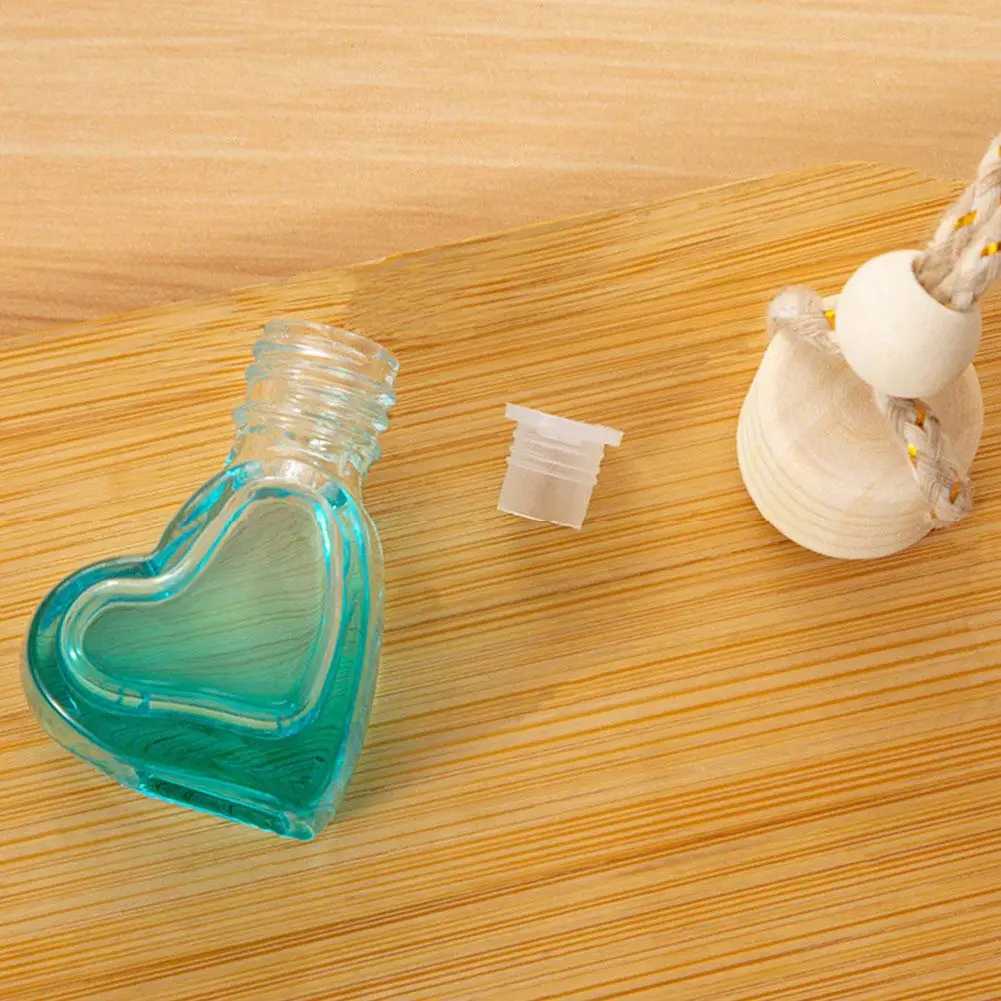 Car Interior Hanging Decor Heart Shaped Aroma Bottle 6ml Essential Oil Diffuser Fragrance Air ener Car AccessoriesXJ241213