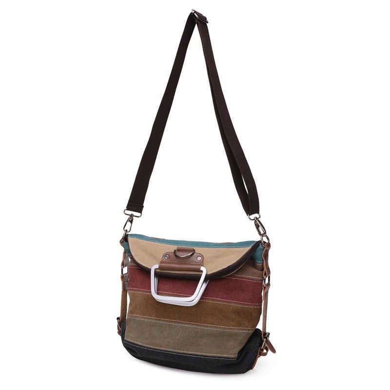 Color contrast Shoulder Messenger Bag Korean women's Canvas Backpack large capacity portable three-way bag multi-functional Backpack 241215