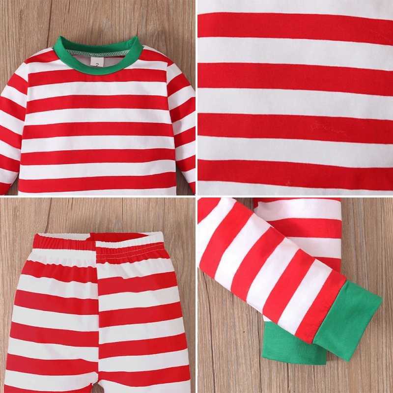 Autumn Childrens Christmas Boys and Girls Family Clothing Striped Two Piece Set Spring Soft Comfortable Home Set W241213