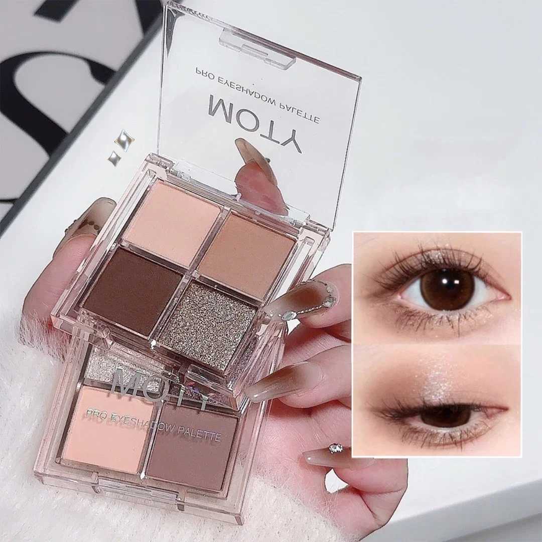 Cute Mini 4-color Eyeshadow Palette Glitter Matte Pink Brown Shimmer Waterproof Lasting Eyeshadow Highlighter Makeup Cosmetics W241213