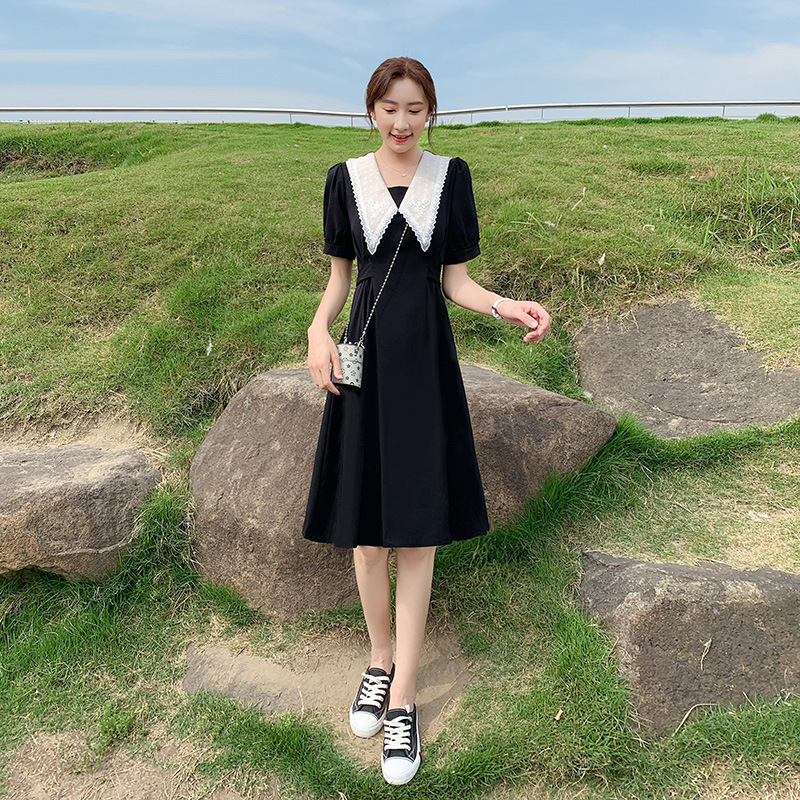 H999 Large size women's style dress summer fat cover belly slimming top retro little black dress