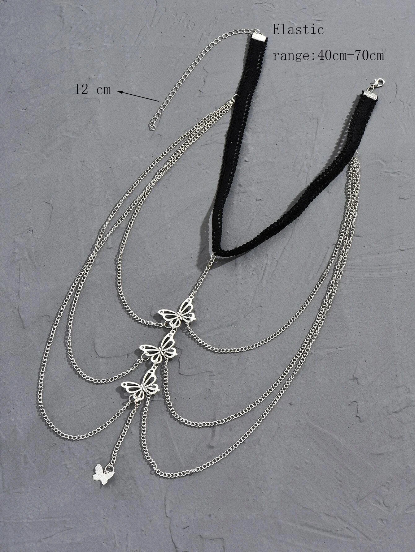 1pc sexy butterfly womens thigh chain elastic multilayer long leg fashion body accessories 241213