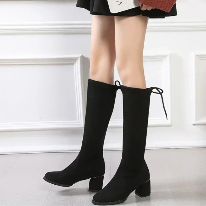 2024 Autumn ladies Over the Knee Boots Outdoor thick heeled non slip shoe Fashion comfortable long boot casual womens shoes 241213