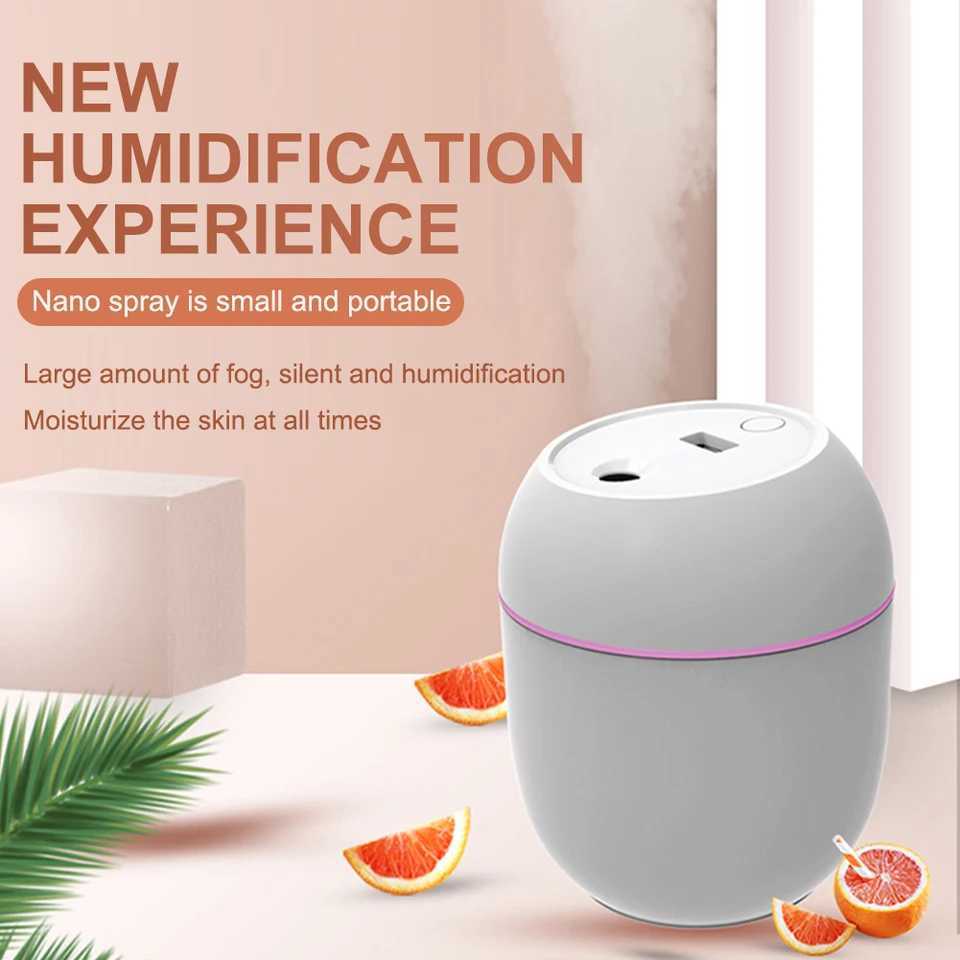 USB Portable Air Humidifier 250ML Essential Oil Diffuser 2 Modes Auto Off with LED Light for Home Car Mist Maker Face SteamerXJ241213