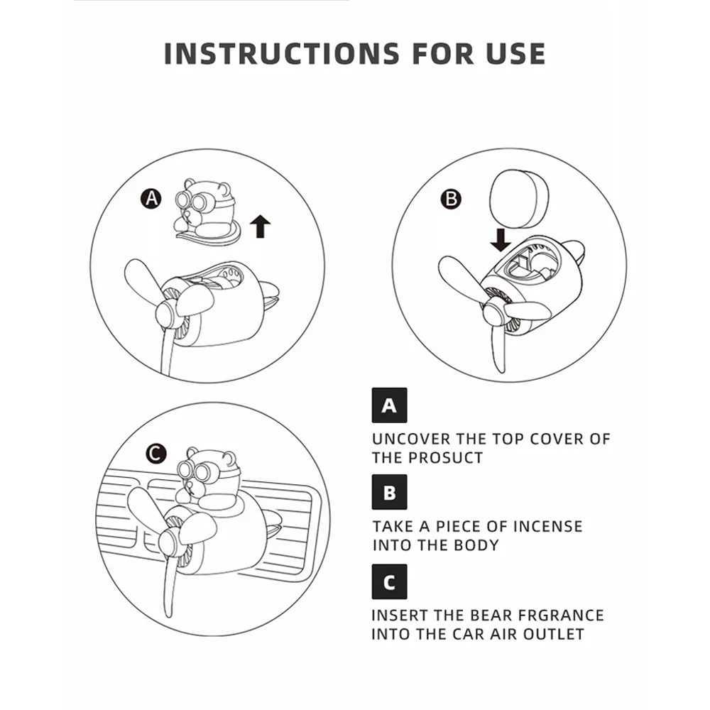 72 KM Teddy Bear Car Air ener Bear Pilot Auto Interior Accessories Air Outlet Propeller Fragrance Bulldog Perfume DiffuserXJ241213