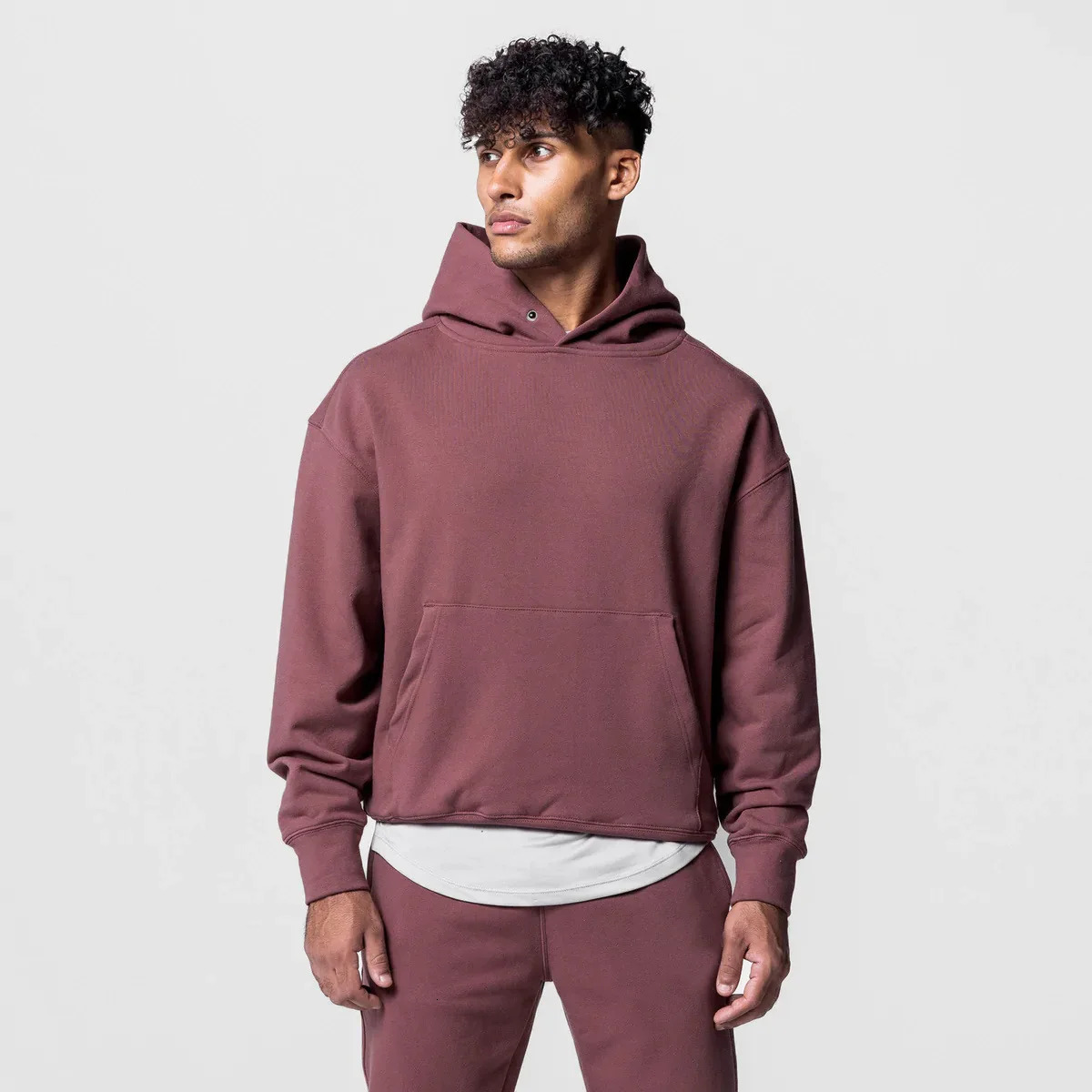 Mens thick cotton hooded training set casual sports zipper top with pants sportswear gym running track and field clothes 241211
