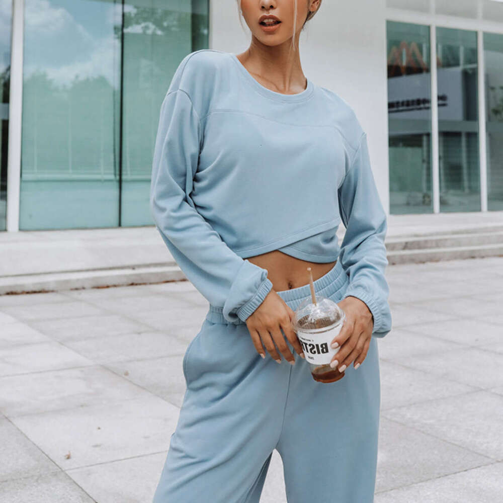 European American Women's Autumn Winter New Sports Hoodie Two-Piece Set Trendy Clothing Fashion And Leisure Temperament