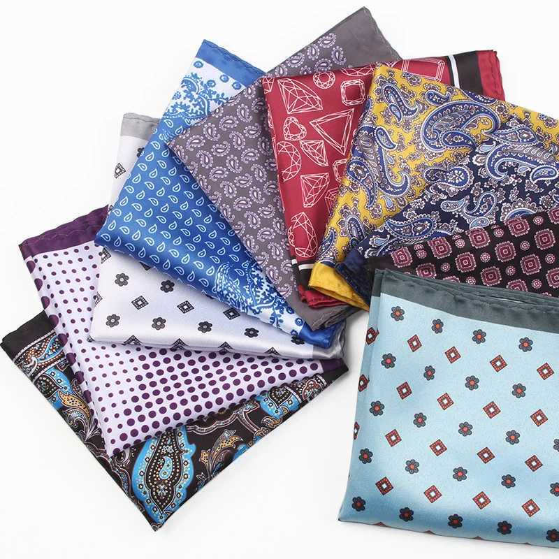 Paisley synthetic silk scarf mens polka dot pocket towel square scarf chest towel wedding floral printed towel W241213