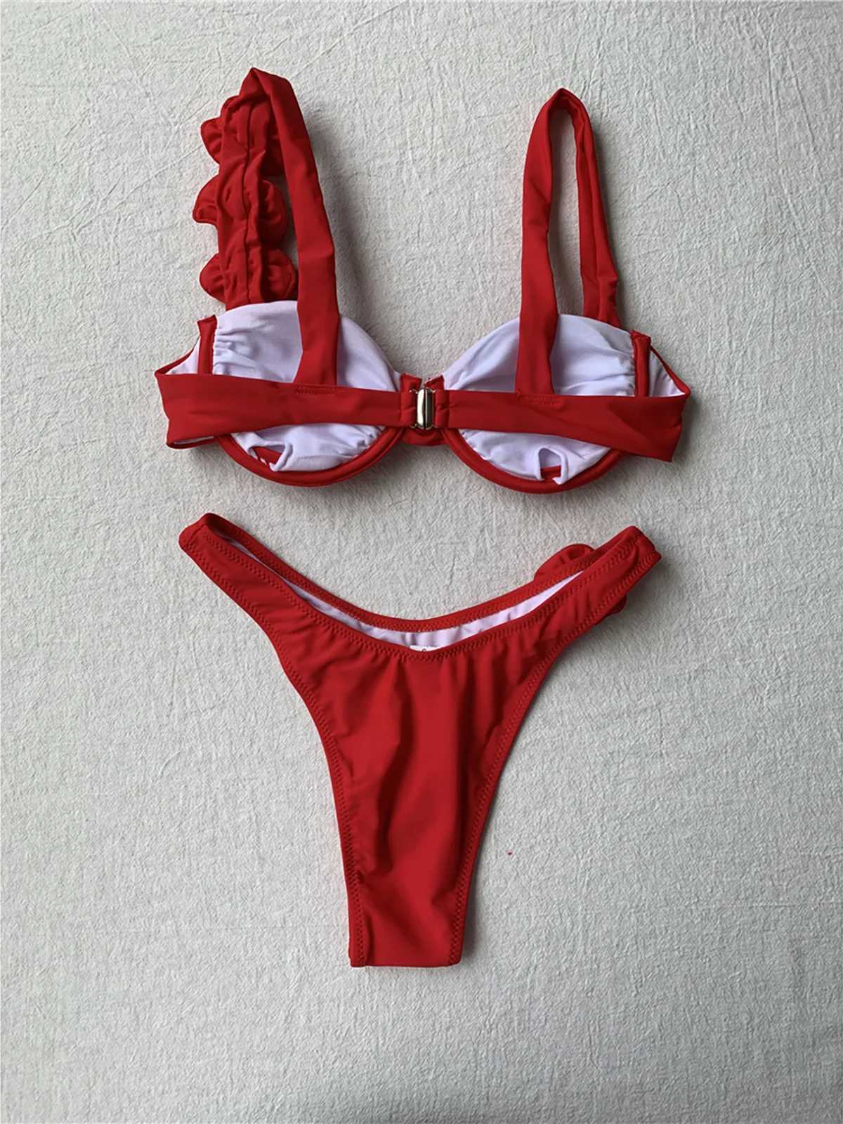 Sexy 3D Flowers Underwired Brazilian Bikini Women Swimwear Fa Swimsuit Two-pieces Bikini set Bather Bathing Suit Swim K4943XJ241212