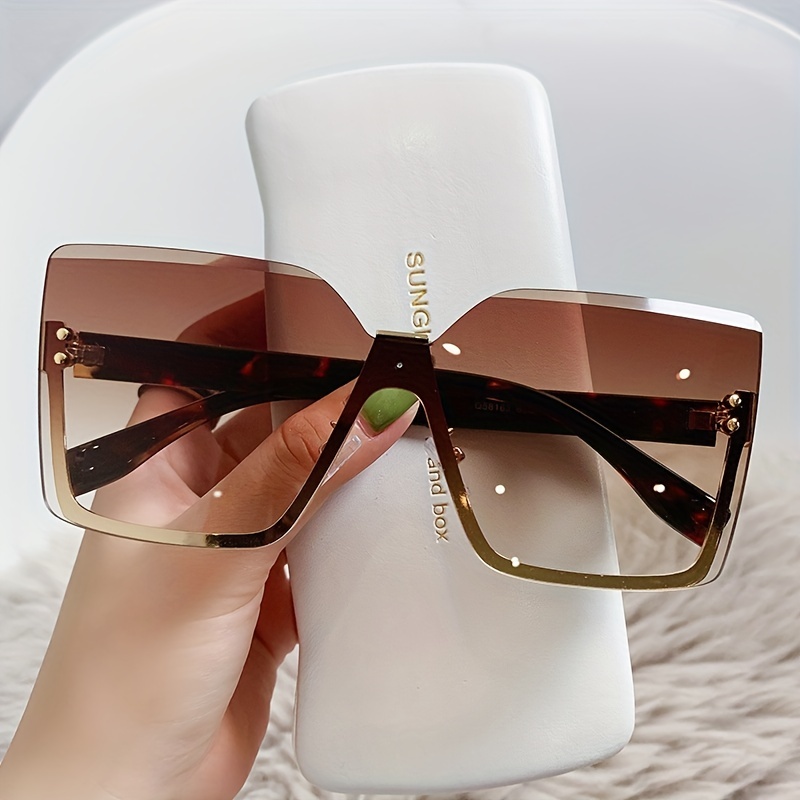 LALAVARA Ladies Rimless Oversized Fashion Trend Driver Driving Outdoor Cycling Sports Fishing Fashion Glasses