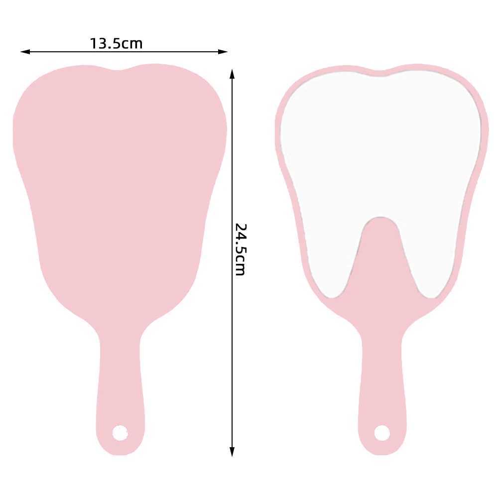 1 Pc Tooth Shaped Handheld Mirror Makeup Pink/Black 13.5x24.5cm Cute Dental Mouth Examination Accessories Dentist ToolsXJ241213