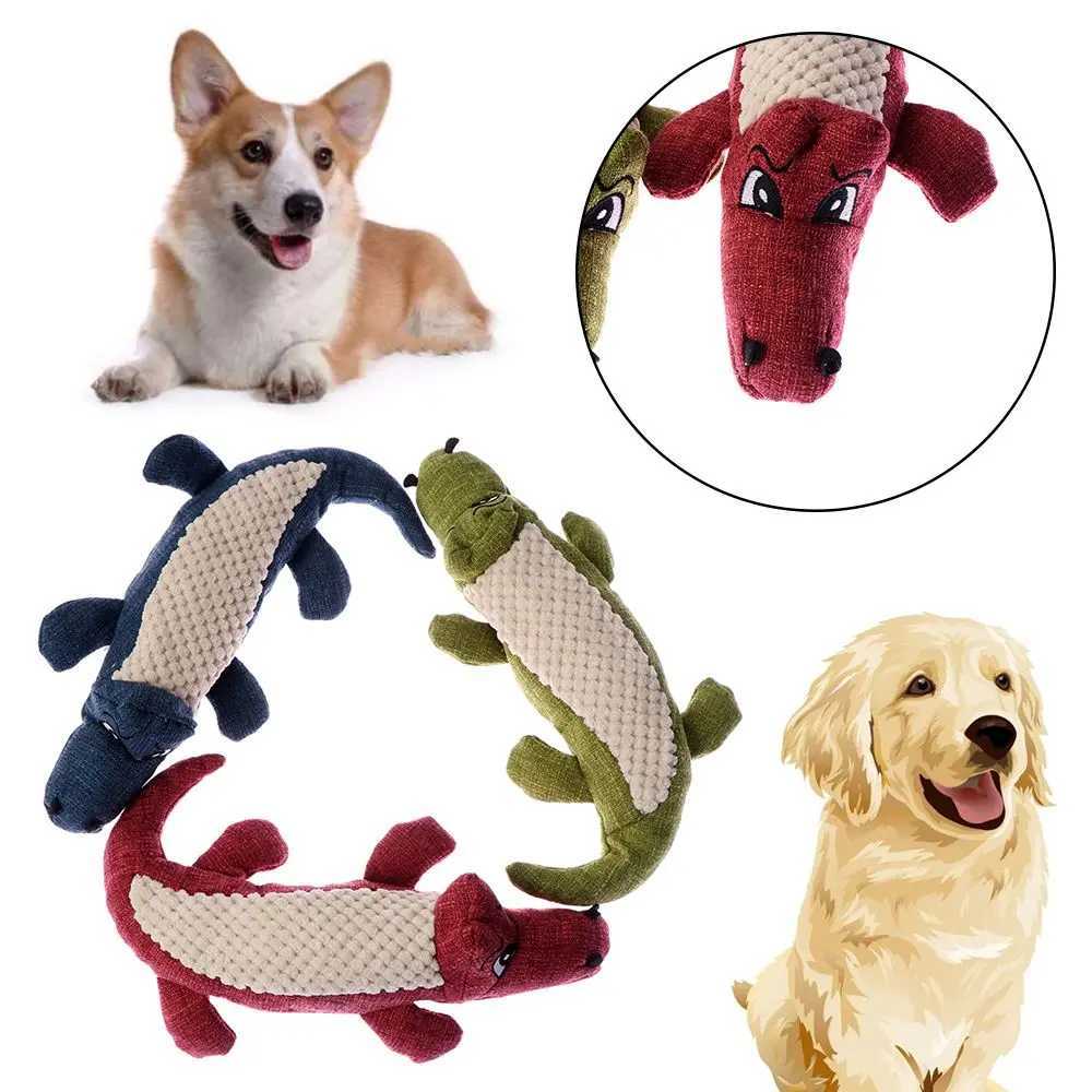 Pet Dog Toys Linen Plush Crocodile Animal Toys Dog Chewing Squeezing Noise Toys Cleaning Teeth Supplies Toys Hard Interactive Toys X241213