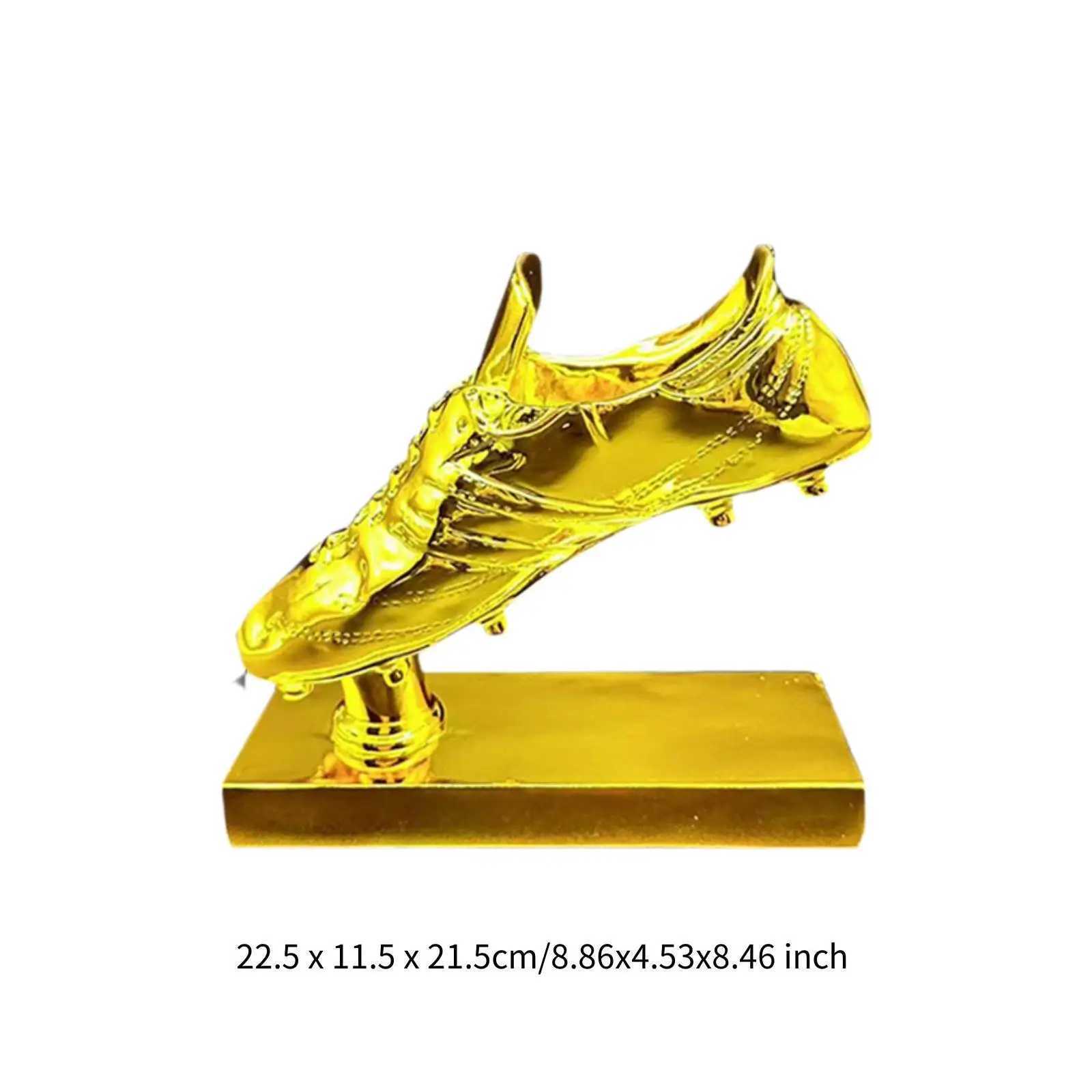 Golden Boot Soccer Trophy Sculpture Collectible Shoe Crafts Figurine Resin Trophy for Living Ro He Decor Cabinet Entrance Y241212