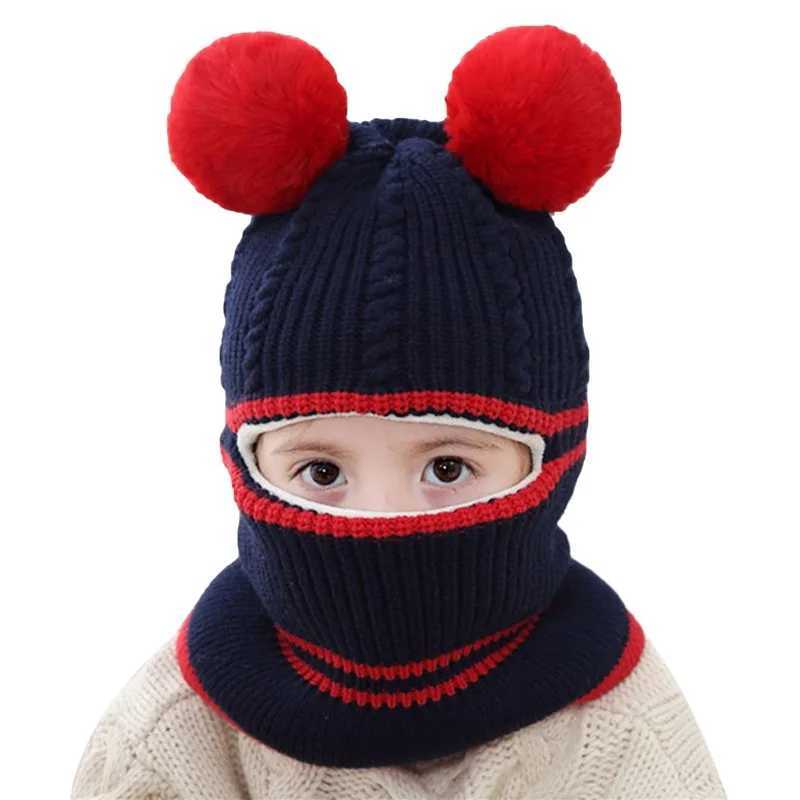Childrens Hat Autumn And Winter Plus Velvet Thick Warm Woolen Cap Baby Bib Face Protection Cap High Quali Hats New FashionXJ241213
