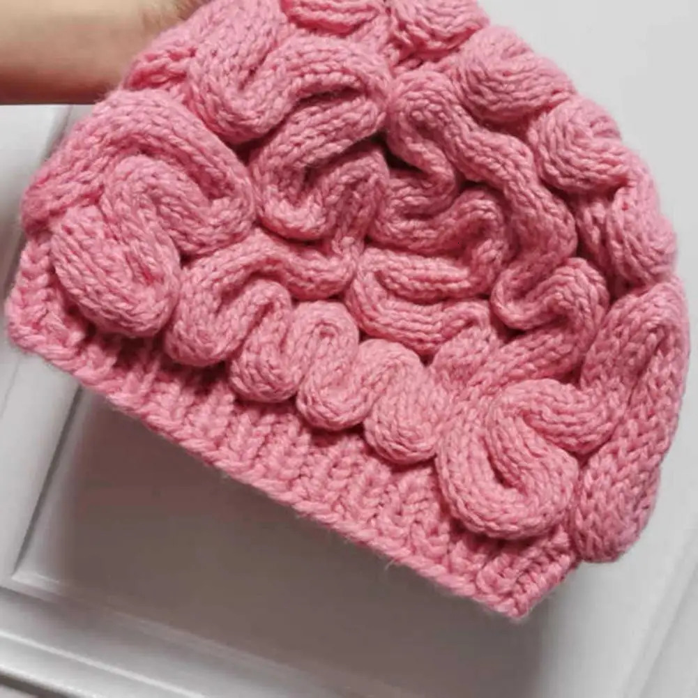 Autumn and Winter Brain Knitted Bean Hat Thick Windproof Leisure Elastic Outdoor Bicycle Ear Needle Knitted Hat 241205