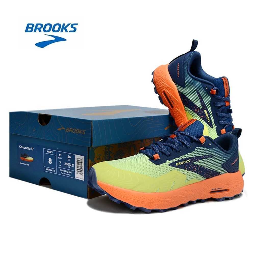 BROOKS Cascadia 17 Light yellow green Running Shoes Women Men Long-Distance Road Sport Training Casual SneakersC241213